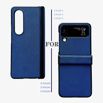 עיצוב חדש מלא מארז הגנה Mb Saffiano עור אמיתי Shell עבור Samsung Galaxy Z Flip5 Flip4 Flip3 Fold5 Fold4 Fold3 - התמונה 1  