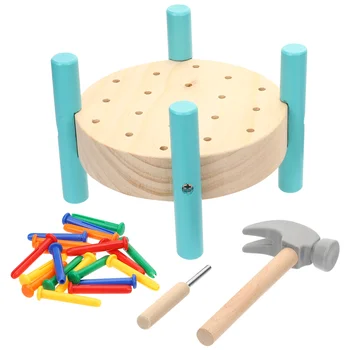 סימולציה הקשה על המשחק פטיש צעצוע חינוכי לילדים צעצועים מעץ מסמור שולחן העבודה - התמונה 1  