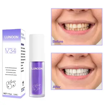 V34 שיניים משחת שיניים ניקוי סגול הלבנת משחת שיניים שן 30מ 