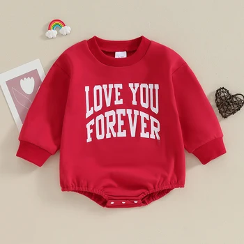 תינוק בן יום האהבה תלבושת היילוד בועה רומפר הפעוט Crewneck החולצה התינוק ליפול בגדים - התמונה 1  