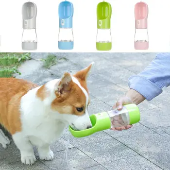 2 in1 מים לכלבים אוכל בקבוק נייד פלסטיק פרסום הכלב לשתות קערה לדחוף מסוג נשלף גור מזין קערה אימון - התמונה 1  