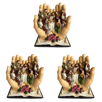 3X הסעודה האחרונה זירת ישו ו-12 השליחים דתי פסל נוצרי קתולי פסלון עיצוב דקורטיבי מתנה- - התמונה 1  