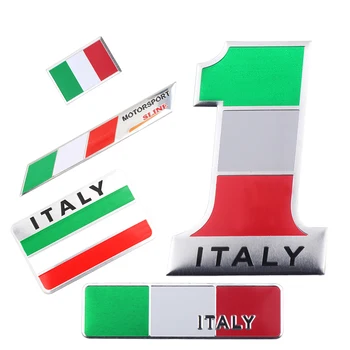 סגנון רכב 3D אלומיניום לרכב איטלקי איטליה במפה את דגל לאומי מדבקה גריל סמל אופנוע מדבקות עבור פרארי, פיאט Piaggio וספה - התמונה 1  