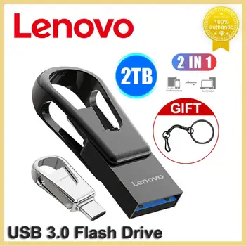 Lenovo 2TB 1TB TYPE-C כונן הבזק מסוג USB OTG 2-IN-1 USB 3.0 במהירות גבוהה Pendrive 128GB USB C מקל כרטיס זיכרון פלאש עבור מחשב נייד/מחשב - התמונה 1  