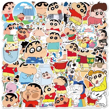 50pcs יפני מצויר אנימה חמודה ומצחיקה עפרון Shinchan מדבקות לילדים - התמונה 1  