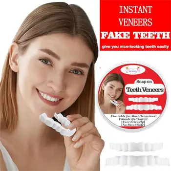 2Pcs/Set סיליקון שיניים הלבנת שיניים לכסות שיניים גשר בשיניים סימולציה שיניים תותבות השיניים העליונות נמוך שיניים להגדיר תיבה עם חיוך מושלם - התמונה 1  