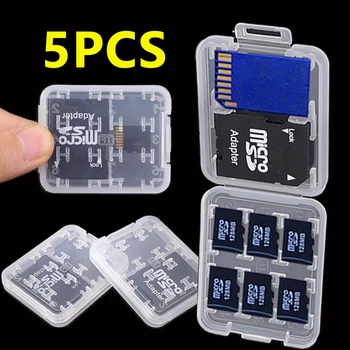 5pcs 8 ב 1 מגן מחזיק פלסטיק שקוף mini SD TF SDHC MS כרטיס זיכרון אחסון עמיד כרטיס Protecter תיבת תיק - התמונה 1  