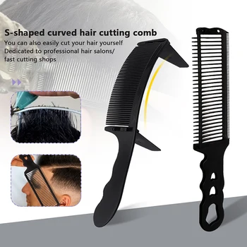 2Pcs S בצורת שטוח לדחוף קליפר מעוקל המסרק Haircutting מסרקים שיער Caliper מיקום להגביל את המסרק הספר כלי עיצוב - התמונה 1  