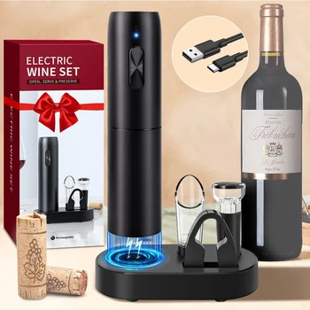 חשמלי יין פותחן בקבוקים אוטומטי יין אדום, פותחן נטענת פותחן יין עם בסיס טעינה יין כלים מטבח מוצרים - התמונה 1  