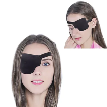1 יח ' שחור יחיד רטייה מתכוונן 3D קצף Groove Eyeshades עבור עצלנים העיניים שימוש רפואי קעורה הרטייה. - התמונה 1  