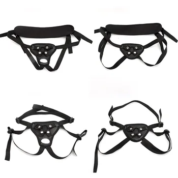 חדש שחור עור דילדואים מכנסיים ארוטי צעצועי סקס לסביות לביש הפין התחתונים הרצועה על משחק למבוגרים בלבד - התמונה 1  