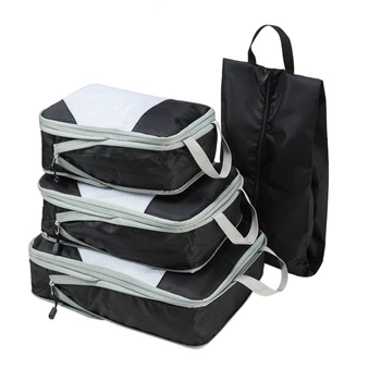 4Pcs/סט נסיעות ארגונית אחסון שקיות לארוז מזוודה להגדיר תיקים אחסון מטען נייד ארגונית להלביש את הנעל כיס - התמונה 1  