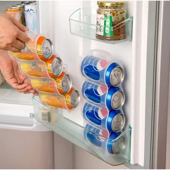 1Pcs בבית 4 חורים לשתות מחזיק בקבוק בירה פחית סודה תיבת אחסון המקרר קירור מזון במטבח אחסון ארגונית אביזרים - התמונה 1  