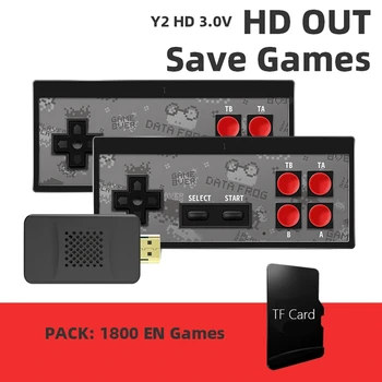 נתונים צפרדע USB אלחוטי Y2 HD כף יד טלוויזיה, וידאו, קונסולת משחק לבנות 1800 רטרו קונסולת משחק כפול Gamepad -תואם - התמונה 1  