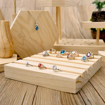 עץ מלא הטבעת Rack תצוגת תכשיטים ראווה עץ מחזיק מדף השמלה שולחן ארגונית - התמונה 1  