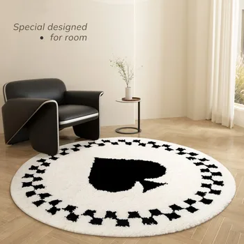 מודרני פשוט אמנות הרצפה שטיח פרוותי רך שטיחים בחדר השינה לעבות סיבוב טרקלין השטיח נורדי קישוט סלון החלקה לשטיח - התמונה 1  