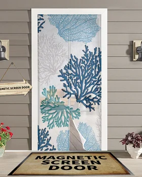 כחול מארין אלמוגים מגנטי לדלת וילון סלון, חדר השינה בבית נגד יתושים מסך הדלת וילון - התמונה 1  