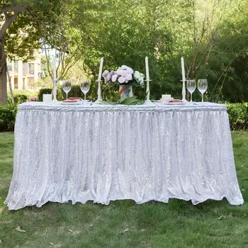 נצנצים פייטים שולחן חצאית בד שולחן מלבני לכסות רוז זהב המפה עבור חתונה, מסיבת יום הולדת קישוט הבית - התמונה 1  