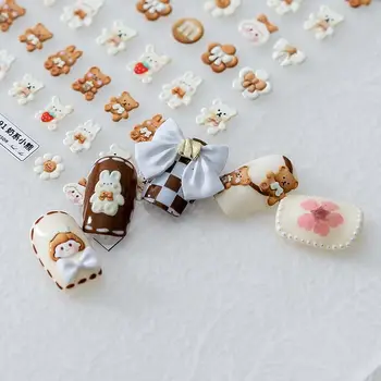 יפנית דוב קטן חמוד אוהב את הלב מובלט ארנב קישוט אמנות ציפורן ציפורן אמנות מדבקת מסמר DIY אמנות כלי מניקור - התמונה 1  