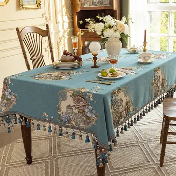 אירופה אקארד כיסוי שולחן מלבן מרובע יוקרה בד שולחן ציצית על המטבח האוכל מסיבת חג מולד קישוט שולחן - התמונה 1  