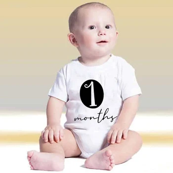 תינוק של קיץ בנים בנות Rompers חודשים מכתב הדפסה שרוולים קצרים תינוק בגדי כותנה תינוק בגדי בנות סרבלים - התמונה 1  