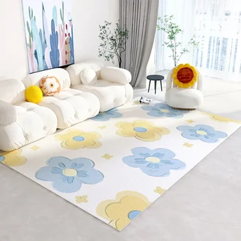 תוספות מינימליסטי פרח קישוט סלון שטיח מודרני ילדה חדר השינה ליד המיטה שטיח נורדי ללמוד גלימות רכות רכות השטיח - התמונה 1  