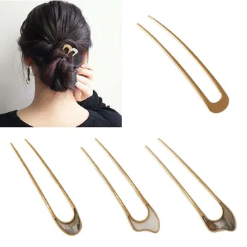 יפן מינימליסטי סגסוגת מתכת קונכיות שיער מקלות על נשים בחורה Hairclip כלים יצרנית הלחמנייה סיכות הכובעים אביזרים לשיער - התמונה 1  