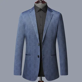 2023 חדש לגברים חליפה עסקים גדולים גודל מעיל מזדמן גברים בגיל העמידה לעמוד צווארון האופנה נאה מגמה חליפה אחת המערבי ' קט - התמונה 1  