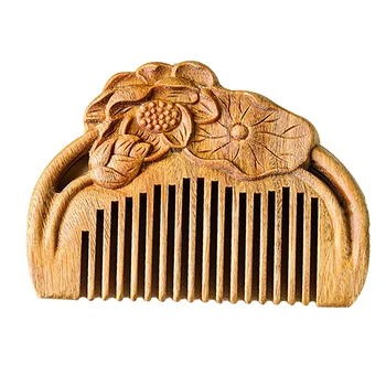 עץ השיער מסרקים לעיצוב מברשת: בציר סיני מסרק מעץ Detangling שיער מגולף מסרקים בראון - התמונה 1  