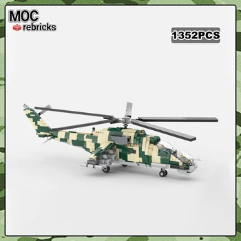 MOC-160405 פעולות צבאיות Mi-24P האחוריות F התקפה תמיכה מסוק בניין דגם מטוס תובלה לבנים צעצוע מתנות - התמונה 1  