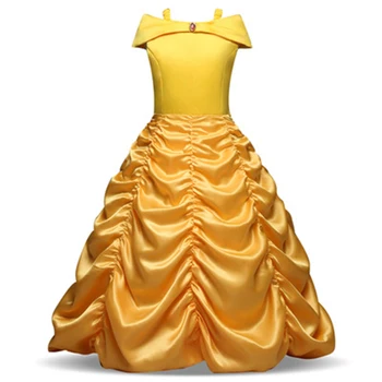 ילדים חדשים קרנבל בגדים היפה והחיה בלה הנסיכה Cosplay תלבושות בנות חג המולד תלבושות צהובה שמלות ארוכות - התמונה 1  