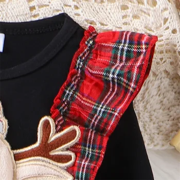 תינוק שרק נולד ילדה חג המולד תלבושות לפרוע צבי רומפר חג המולד אדום צבעוני בגד גוף Suspender חצאית סתיו חורף בגדים להגדיר - התמונה 1  