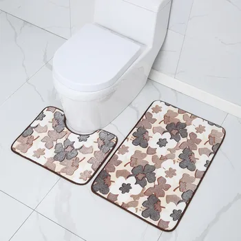 שירותים רגל מזרן כיסוי מושב האסלה 2Pcs סט חדר מקלחת שטיחון הכניסה הביתה סופג אמבטיה עיצוב שטיח אמבטיה נגד החלקה לשטיח. - התמונה 1  