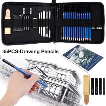 35pcs מקצועי ערכת ציור עם צבעים 35pc סט מקצועי עפרונות צבעוניים מתנה עבור אמנים תלמידים ילדים ומבוגרים - התמונה 1  