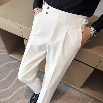 בסגנון בריטי נאפולי חליפת מכנסיים לגברים, Slim Fit חליפת עסקים מכנסיים חברתית צוות המשרד ראיון מסיבת החתונה גברים מכנסיים - התמונה 1  
