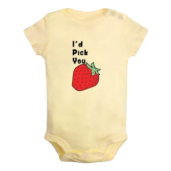הייתי בוחרת בך כיף תות גרפי תינוק בגד חמוד בנים בנות Rompers התינוק שרוולים קצרים סרבל היילוד הרך בגדים - התמונה 1  