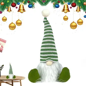 חג המולד פנים לילית בובות ממולאות גמדי חג המולד שדון רודולף צעצוע אדום ירוק לבן כובע סרוג עבור פסטיבל חג המולד גמד הביתה - התמונה 1  