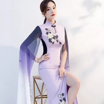 הונג הו נקבה רשמית 2023 שמלה חדשה סיני Cheongsam זמן רקמה סאטן שמלות לנשים - התמונה 1  