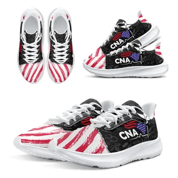 INSTANTARTS הדגל האמריקאי נעלי ריצה CNA דגל מודפס קריקטורה רפואי אחות נעלי בנות מקרית כושר נעלי ספורט נעליים - התמונה 1  