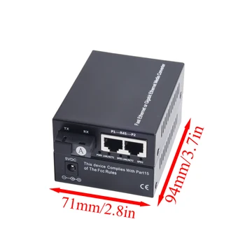 1 זוג Gigabit סיב אופטי Media Converter 10/100/1000M מצב יחיד 1 סיבים ל-2 RJ45 UPC/APC SC-פורט חיצוני עם סיבי חוט - התמונה 2  