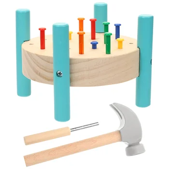 סימולציה הקשה על המשחק פטיש צעצוע חינוכי לילדים צעצועים מעץ מסמור שולחן העבודה - התמונה 2  