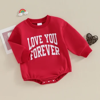 תינוק בן יום האהבה תלבושת היילוד בועה רומפר הפעוט Crewneck החולצה התינוק ליפול בגדים - התמונה 2  