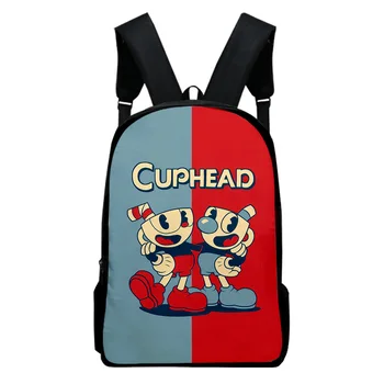 את Cuphead להראות קריקטורה תרמיל תיק בית ספר למבוגרים ילדים שקיות 2023 סגנון מקרית Daypack Harajuku שקיות - התמונה 2  