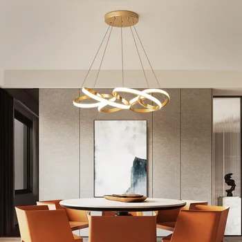 רונין הפוסט-מודרנית תליון מנורה Vintage יצירתי טבעות LED 3 צבעים אמנות גופי על עיצוב הבית חדר אוכל חדר השינה - התמונה 2  