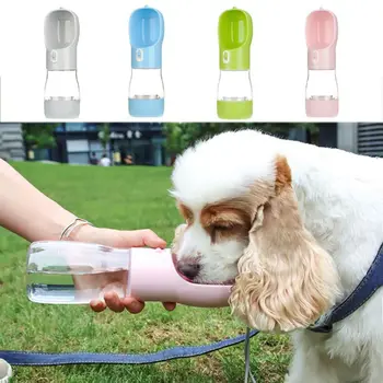 2 in1 מים לכלבים אוכל בקבוק נייד פלסטיק פרסום הכלב לשתות קערה לדחוף מסוג נשלף גור מזין קערה אימון - התמונה 2  