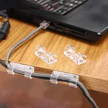 חוט קליפ על מיתרי 20 חתיכות דביק חוט ארגונית ניהול כבל שולחן העבודה חוט בארגון, כבלי USB, כבלי Ethernet - התמונה 2  