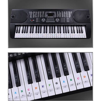 שקוף מקלדת פסנתר מדבקה 54/61 מפתח אלקטרוני מקלדת פסנתר מדבקה לבנה המפתחות 1 מקלדת מחשב מדבקה - התמונה 2  