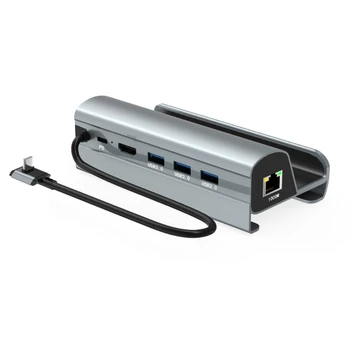 USB C תחנת עגינה עבור קיטור סיפון 6 ב 1 לקיטור בסיפון רציף עם 4K60Hz Gigabit Ethernet, 3 USB3.0 ו-PD 60W - התמונה 2  