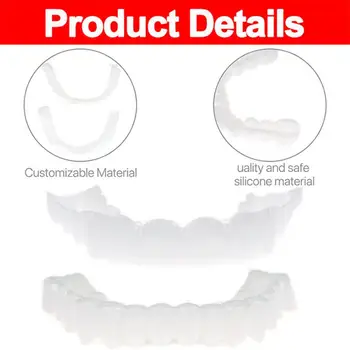 2Pcs/Set סיליקון שיניים הלבנת שיניים לכסות שיניים גשר בשיניים סימולציה שיניים תותבות השיניים העליונות נמוך שיניים להגדיר תיבה עם חיוך מושלם - התמונה 2  