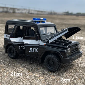 גודל גדול 1/18 UAZ האנטר סגסוגת דגם המכונית Diecast & צעצוע המשטרה כלי רכב מחוץ לכביש דגם צליל אור המכונית צעצועים לילדים מתנות - התמונה 2  